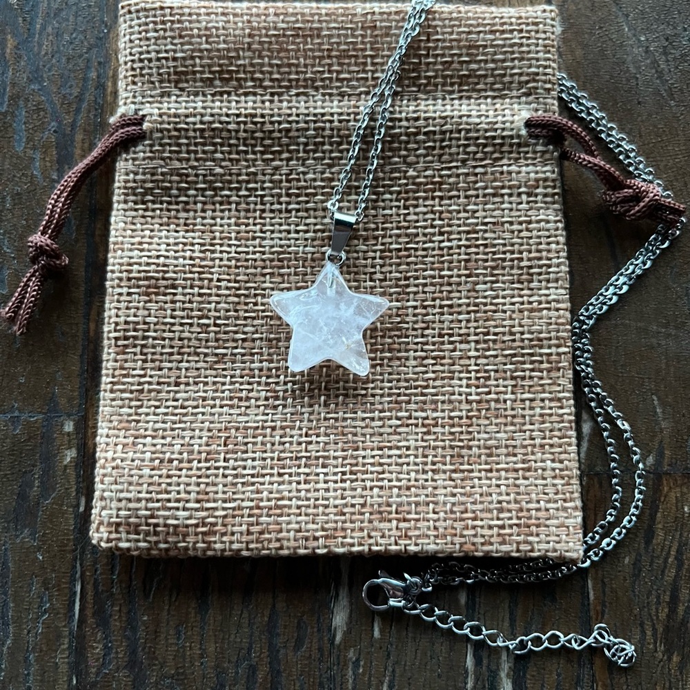 Clear Quartz Star Necklace Clear Quartz Star Pendant